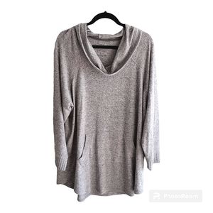 Torrid Gray Super Soft Plush Cowl neck Knit L/S Top Sz 3